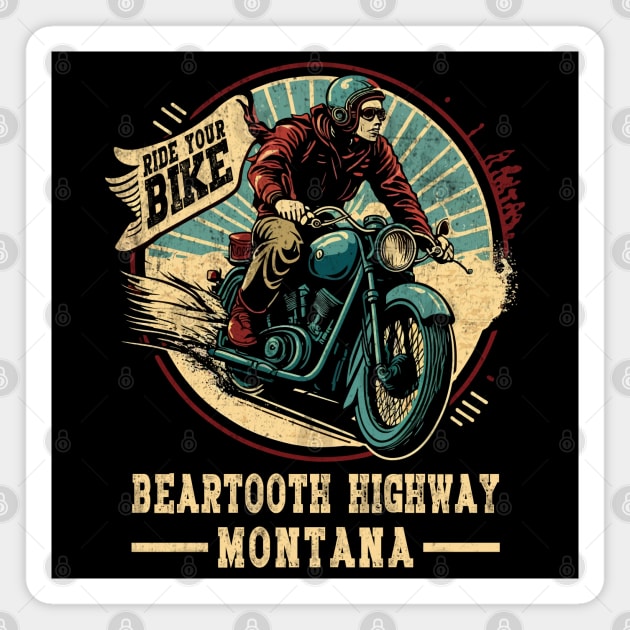 Beartooth Highway Montana - Ride your bike Magnet by 6StringD